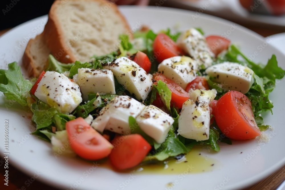 Cafe Salad Mozzarella, tomato, bread, lunch Cafe Salad Mozzarella, tomato, bread, lunch