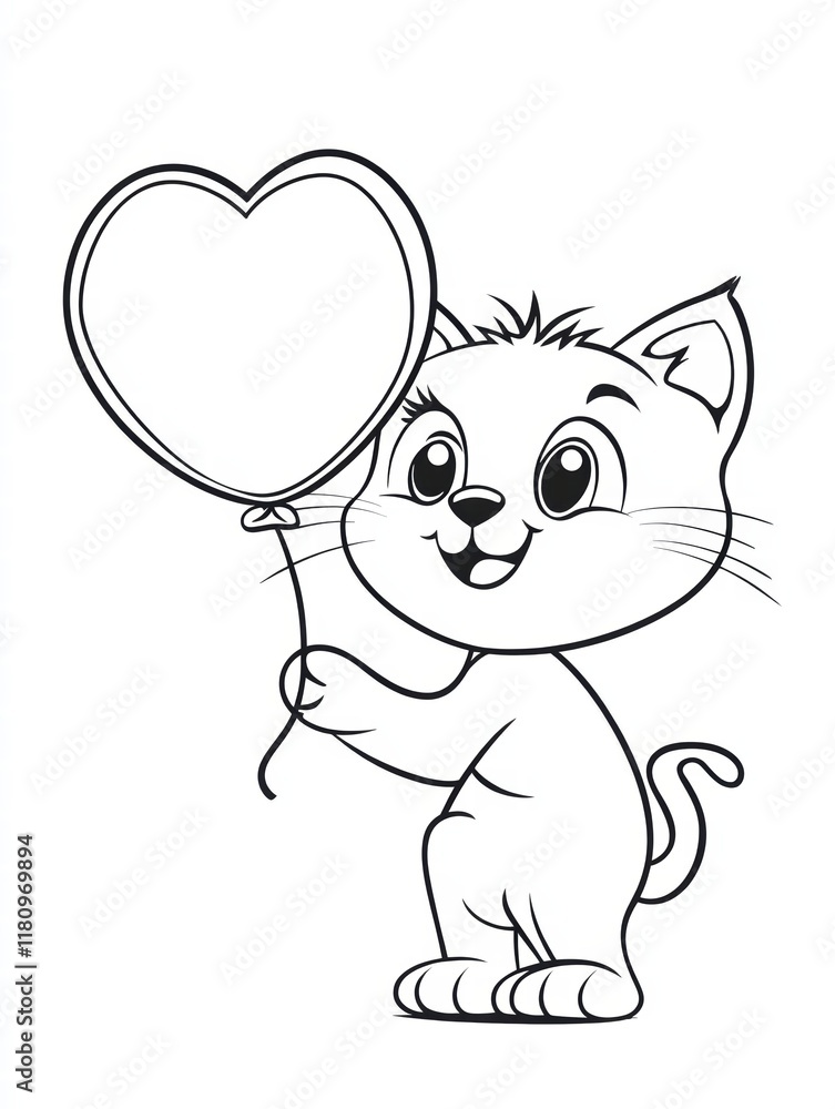 A kitten holding a heart-shaped balloon, smiling and playful. Bold outlines and large sections for easy coloring. --ar 3:4 --style raw --v 6.1 Job ID: 6a256f42-0ce7-4296-9e75-8eda1f61d481 A kitten holding a heart-shaped balloon, smiling and playful. Bold outlines and large sections for easy coloring. --ar 3:4 --style raw --v 6.1 Job ID: 6a256f42-0ce7-4296-9e75-8eda1f61d481