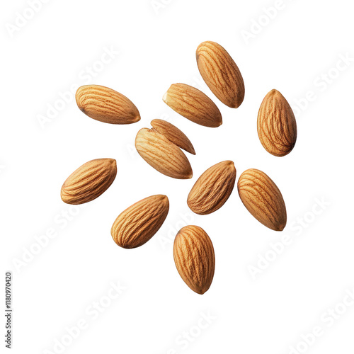 Wallpaper Mural collection of almond nuts arranged on a white background. showcasing their smooth. textured surfaces and natural brown color these almonds are often used in various culinary applications. including sn Torontodigital.ca