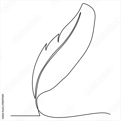 Continuous one line feather single line art vector illustration