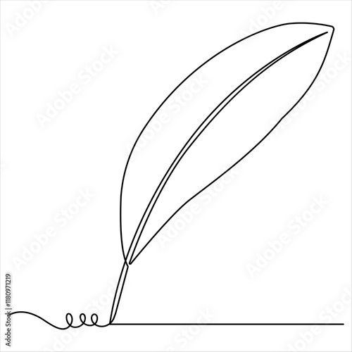 Continuous one line feather single line art vector illustration