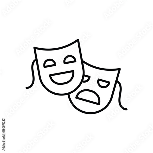 Theater Masks icon isolated on a white background. Vector illustration.