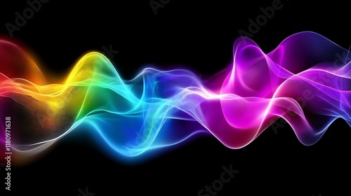 Rainbow Colored Waves Abstract Design