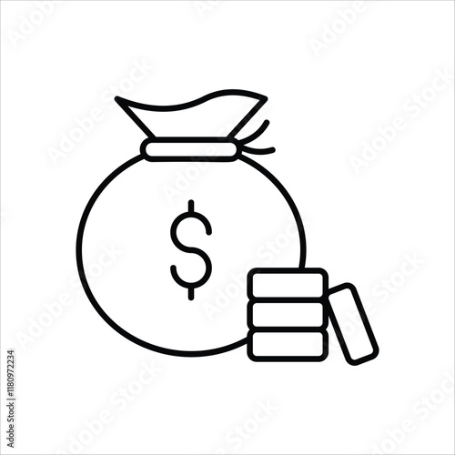 Money Bag icon isolated on a white background. Vector illustration.