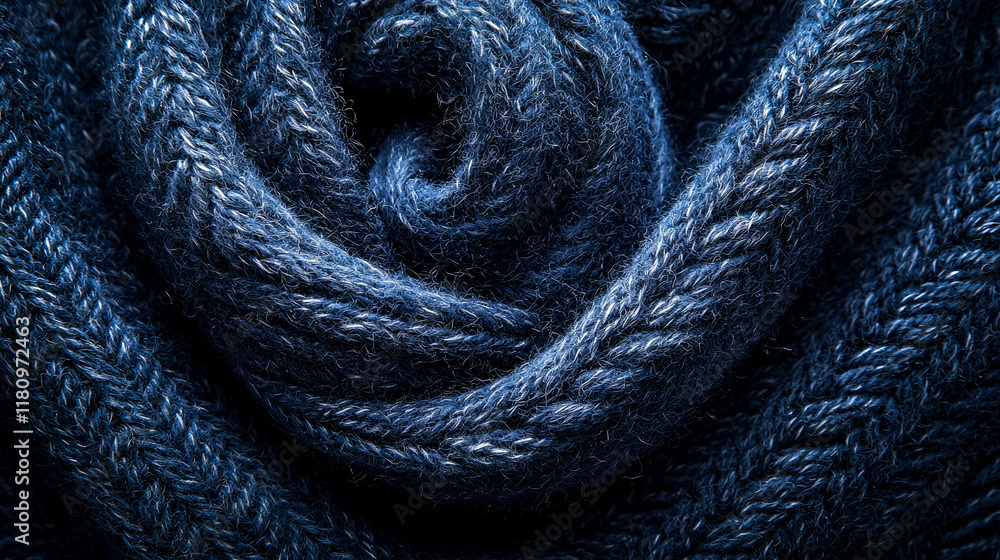 Close-up of Blue Knitted Wool Yarn Texture: A Cozy Winter Background Close-up of Blue Knitted Wool Yarn Texture: A Cozy Winter Background