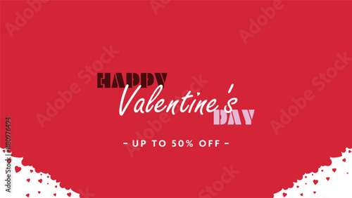 多くのハートで飾られたバレンタインの広告背景テンプレート　Valentine's Day ad background template decorated with many hearts