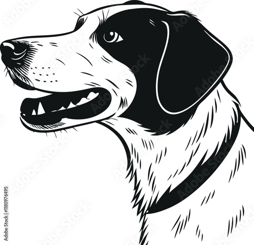 Dog head, dog wearing a sunglass silhouette vector art illustration