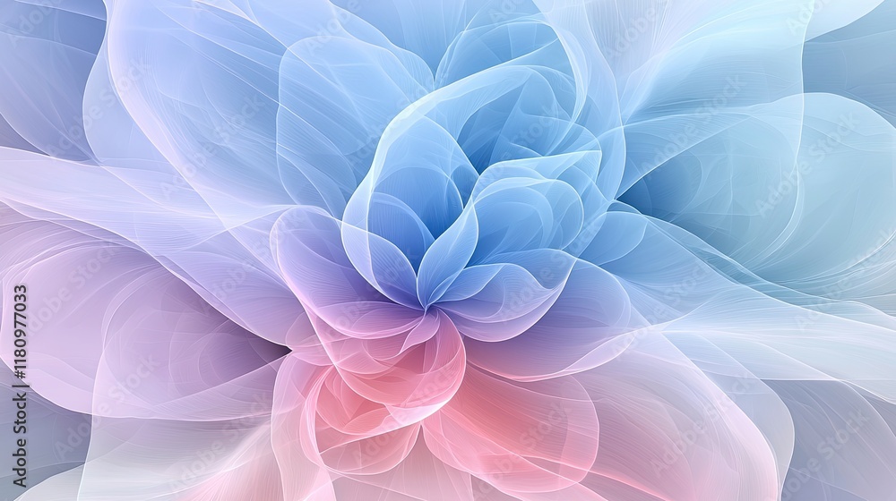 Obraz premium Ethereal Floral Abstract Design with Soft Pastel Colors and Delicate Flowing Forms in Blue and Pink Hues