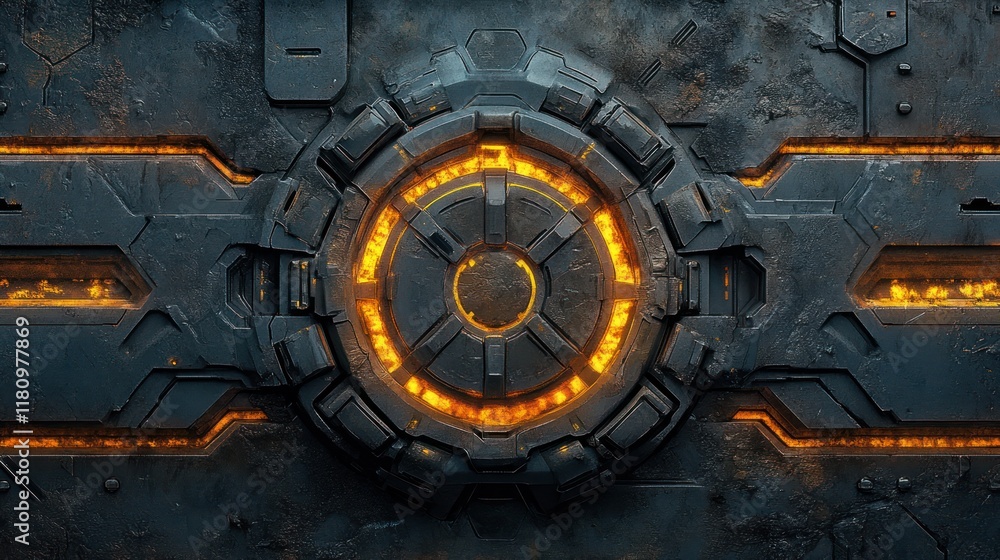 Glowing Sci-Fi Panel Activates in Dark Spacecraft Glowing Sci-Fi Panel Activates in Dark Spacecraft