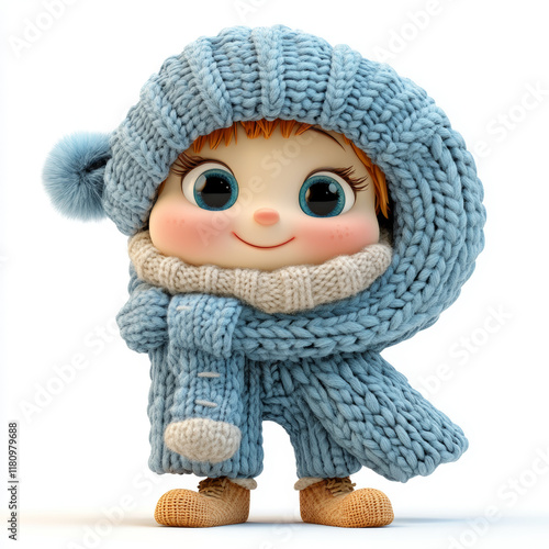 Happy Cartoon Letter R Dressed in Cozy Cold Weather Outfit photo