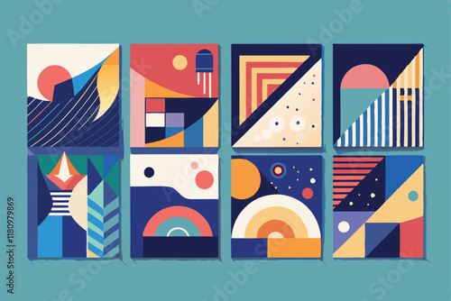Contemporary abstract design wall art vector set. Collection of elegant gold tropical leaves with abstract shape background. Design illustration for wallpaper, wall decor, card, poster, cover, print. 