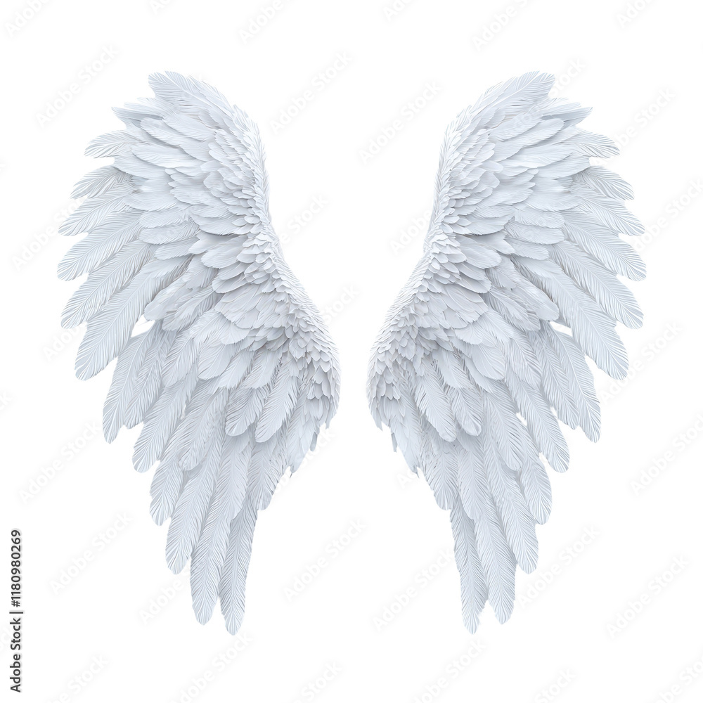 Obraz premium Elegant white angel wings on a clean background. transparent background