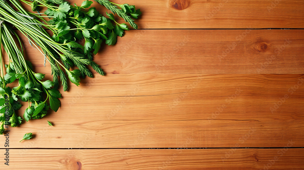 Fresh green herbs on table. farmhouse cooking. flavour. illustration photo. negative space, copy space. Fresh green herbs on table. farmhouse cooking. flavour. illustration photo. negative space, copy space.
