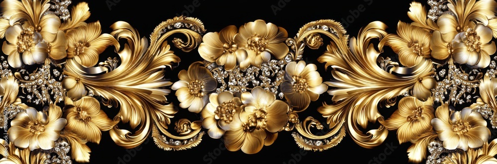 Beautiful seamless design featuring intricate gold filigree patterns. Beautiful seamless design featuring intricate gold filigree patterns.