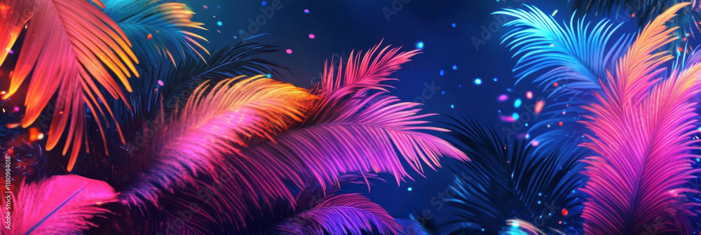 Fototapeta premium Cheerful Carnival-Themed Feather and Confetti Background