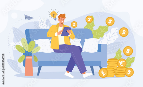 Digital wallet management and earnings tracking, showcasing modern financial tools.