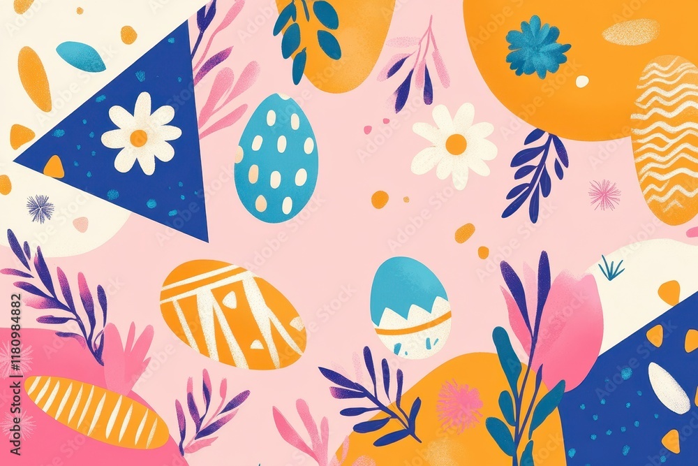 Abstract Easter Eggs Flowers and Geometric Shapes Design Abstract Easter Eggs Flowers and Geometric Shapes Design