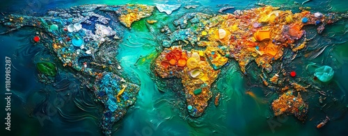 Colorful Plastic Debris Illustrates Microplastic Effects on Earth photo