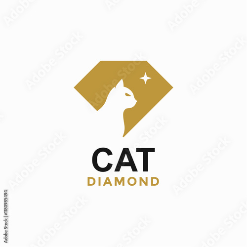 cat diamond simple logo in negative space