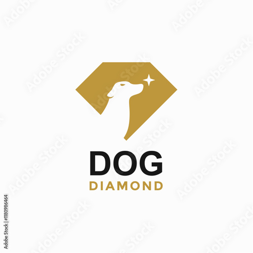dog diamond simple logo in negative space