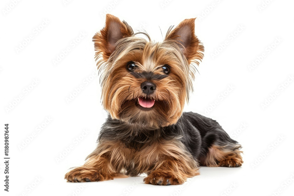 Ravishing Adorable Yorkshire Terrier Dog Portrait on White Isolated Background Ravishing Adorable Yorkshire Terrier Dog Portrait on White Isolated Background