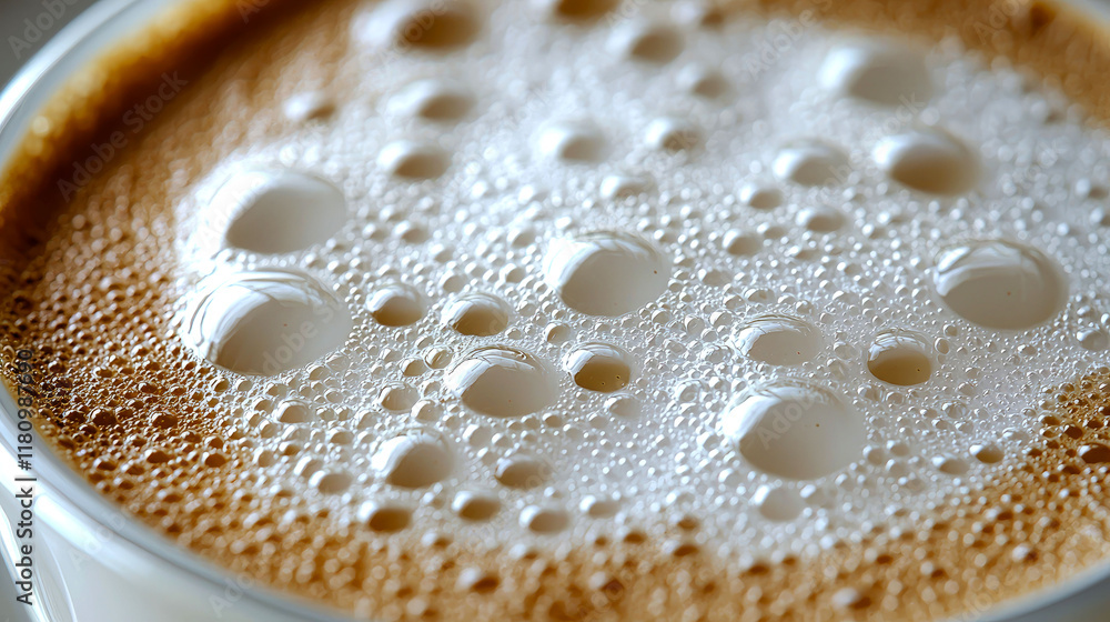 Close-up of Coffee Foam: Texture, Bubbles, and Creamy Perfection Close-up of Coffee Foam: Texture, Bubbles, and Creamy Perfection