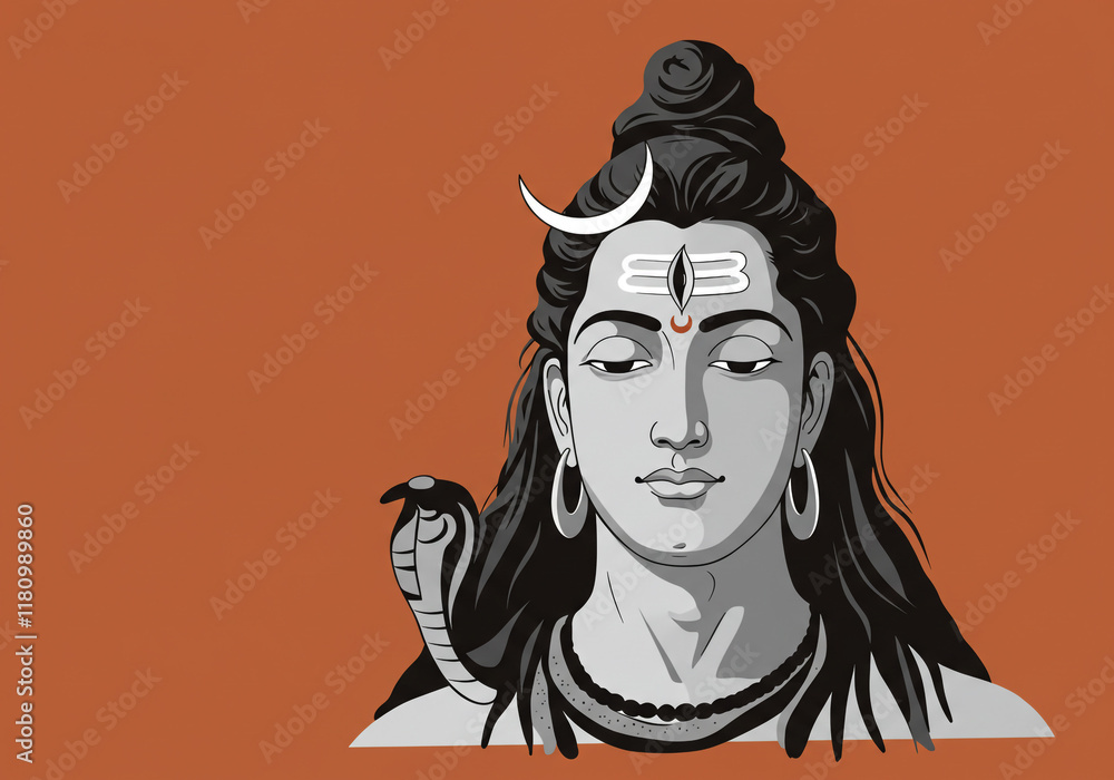 Minimalist Illustration of Lord Shiva with Trident and Crescent Moon Minimalist Illustration of Lord Shiva with Trident and Crescent Moon