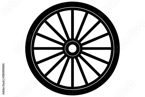 wagon wheel icon, wheel vector silhouette 