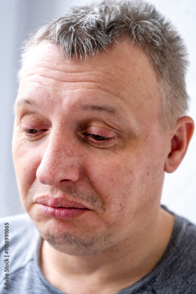 distorted face of sad and grieved very upset person, dissatisfied with his hard fate distorted face of sad and grieved very upset person, dissatisfied with his hard fate