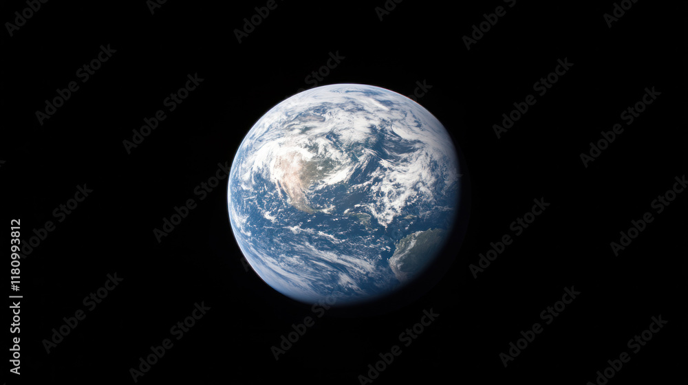 Earth viewed from space, showcasing its blue oceans and white clouds Earth viewed from space, showcasing its blue oceans and white clouds