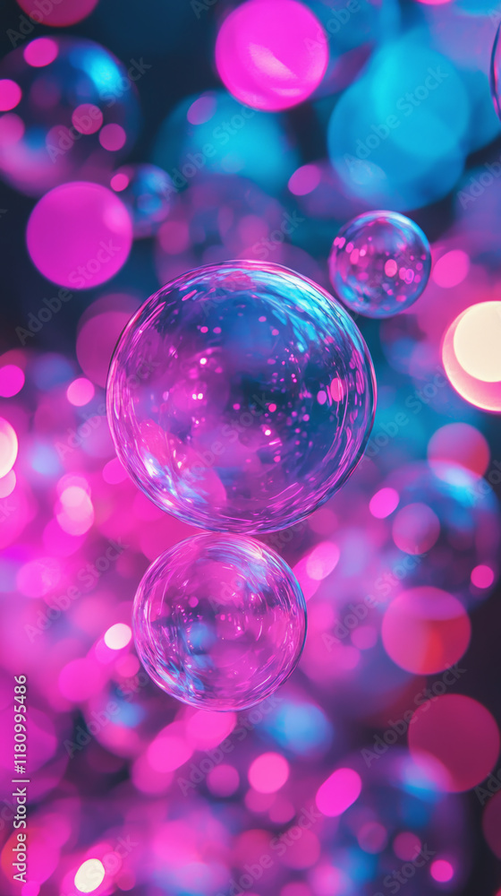 Bubbles in vibrant colors create playful and dreamy atmosphere Bubbles in vibrant colors create playful and dreamy atmosphere