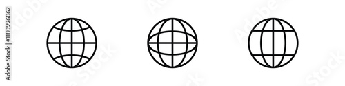 web globe icon set. world icon vector global www internet sign , website icon for contact us icons