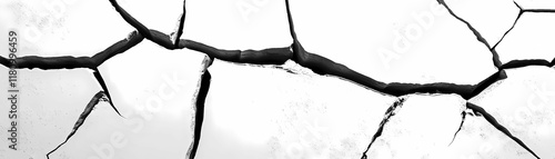 Large cracks on transparent background.