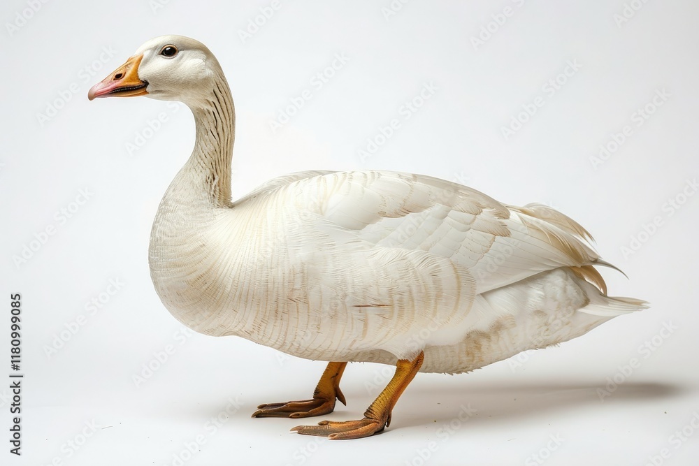 High Quality Visual of White Goose Anser Anser Domesticus Isolated on a White Background High Quality Visual of White Goose Anser Anser Domesticus Isolated on a White Background