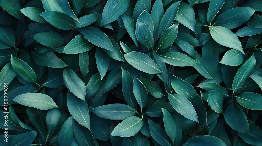 Fototapeta premium Lush Green Leaves Environment in a Vibrant Tropical Setting for Nature Lovers