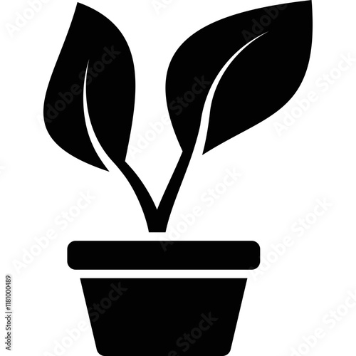 Simple vector icon potted flower