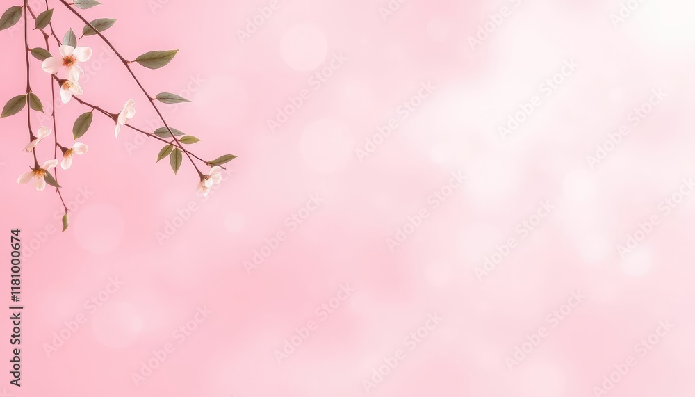 Fototapeta premium Delicate Spring Blossoms greetings card a Soft Pink Background