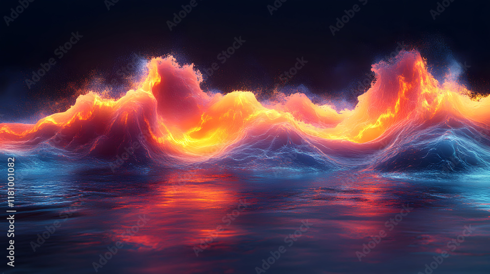 Obraz premium Music abstract concept illustration, sound wave and smoke colored and glowing, graphic resource 