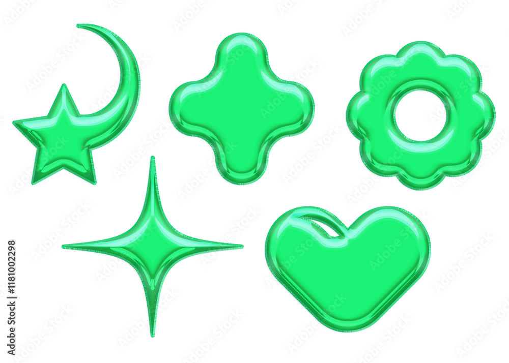 Green Y2K retro icon air balloon for party events, celebrated decoration set Green Y2K retro icon air balloon for party events, celebrated decoration set