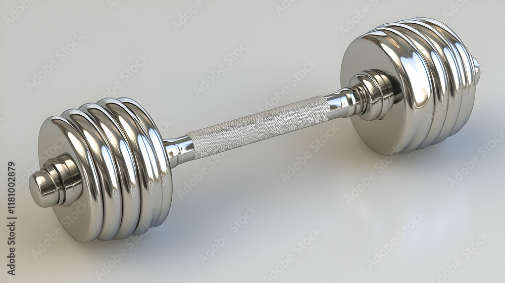 Chrome Dumbbell 3D Render Chrome Dumbbell 3D Render