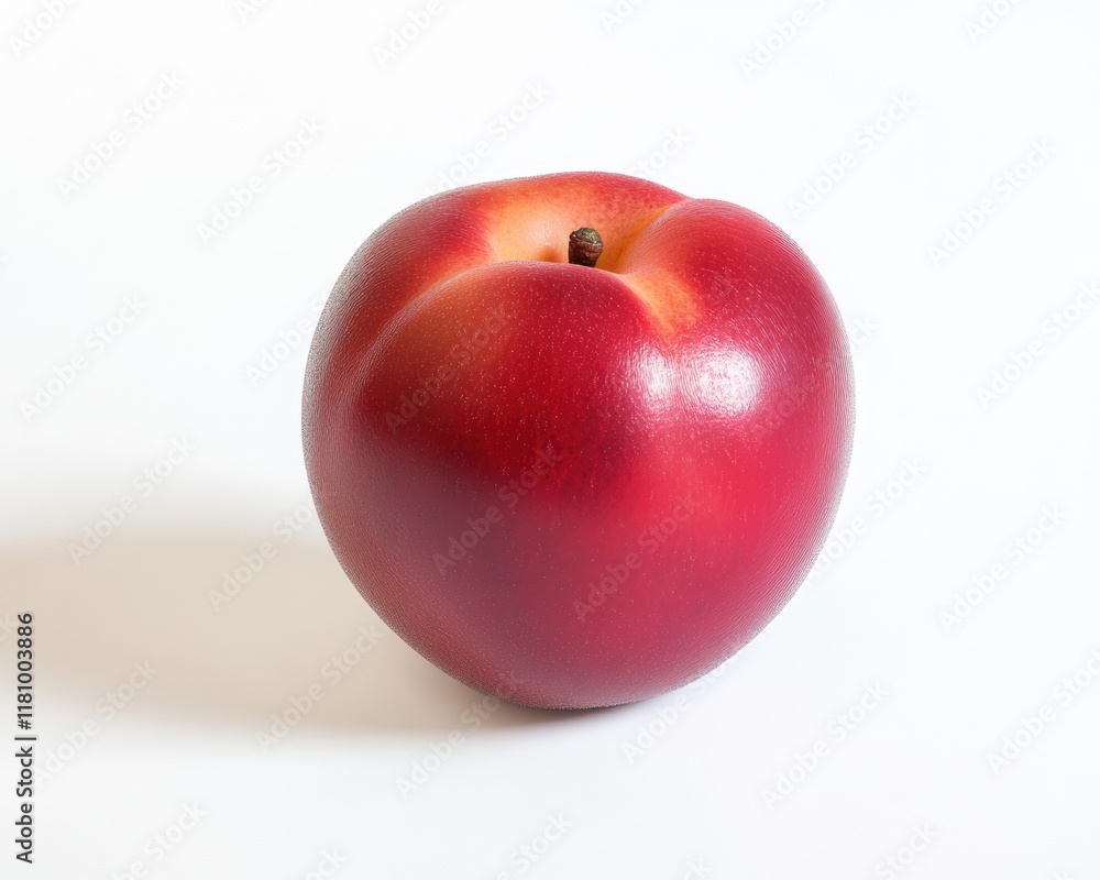 Single Nectarine on Crisp White Background: A Luscious Red Peach Fruit Experience Single Nectarine on Crisp White Background: A Luscious Red Peach Fruit Experience