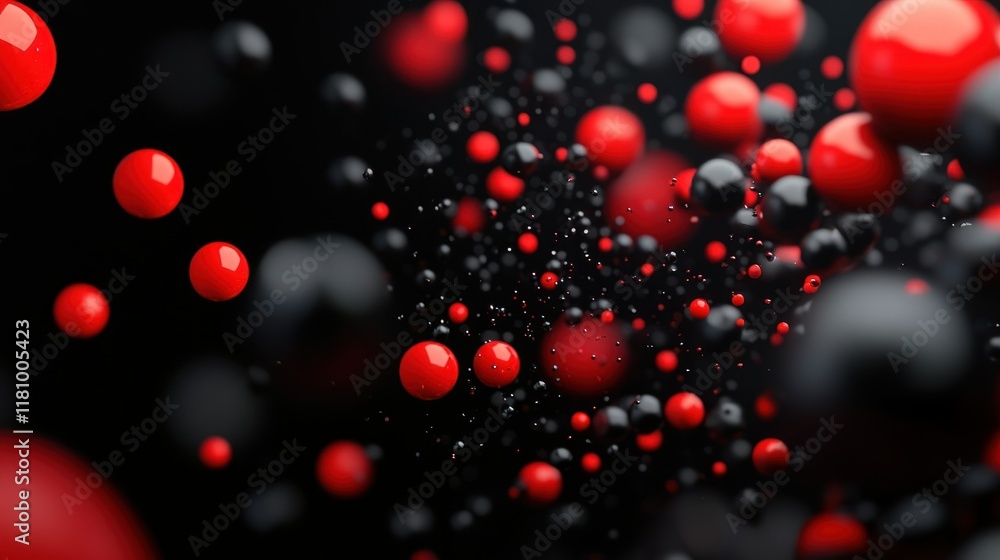 Obraz premium Abstract Red and Black Sphere Composition: A Dynamic Visual Symphony