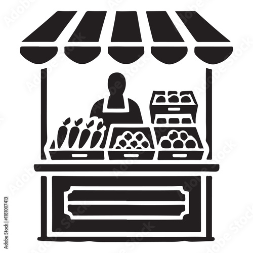 Simple Vegetable Stand Silhouette Illustration