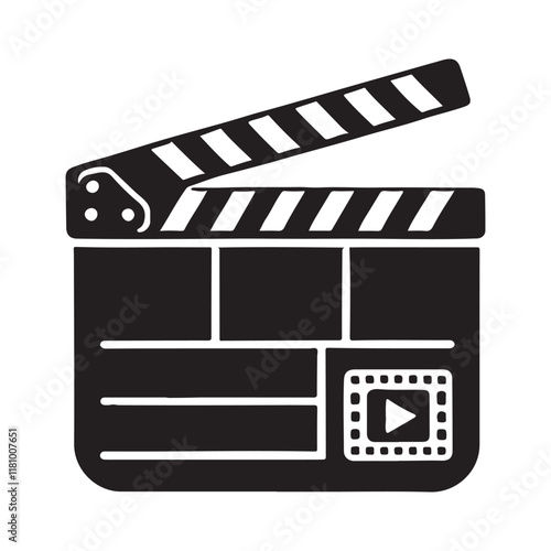 Movie Clapperboard Silhouette Icon for Film Production