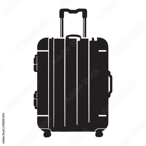 Rolling Suitcase Silhouette Icon for Travel