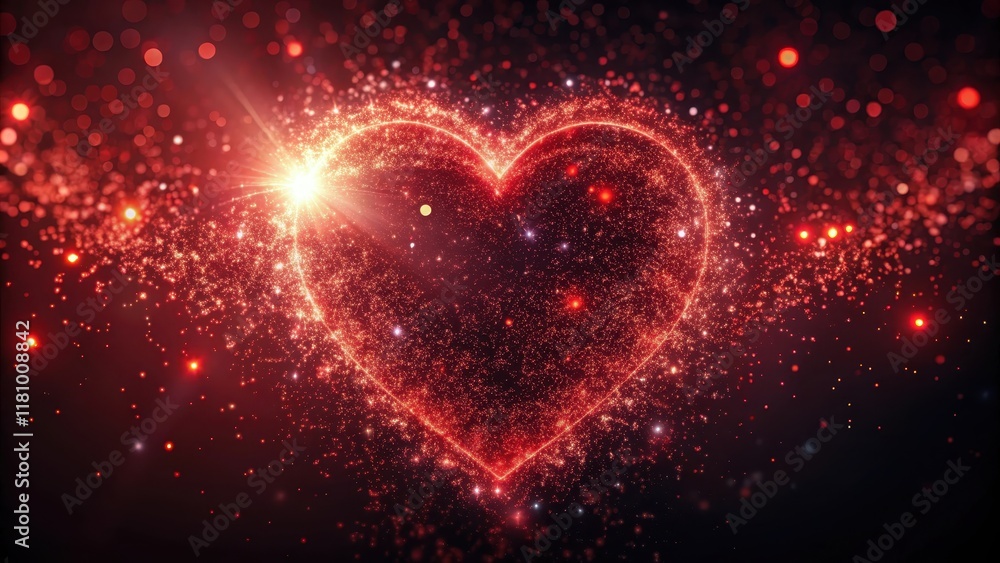 Red heart-shaped particles floating in space , Particles, Glow, Particles Red heart-shaped particles floating in space , Particles, Glow, Particles
