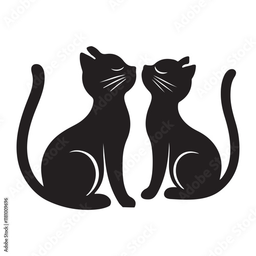 Loving Cats Silhouette Expressing Affection and Feline Connection