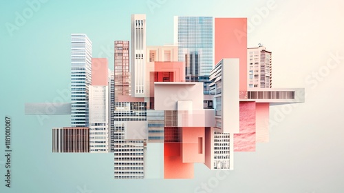 Fototapeta Naklejka Na Ścianę i Meble -  A collage combining different architectural elements, like vintage buildings, modern skyscrapers, and natural landscapes,