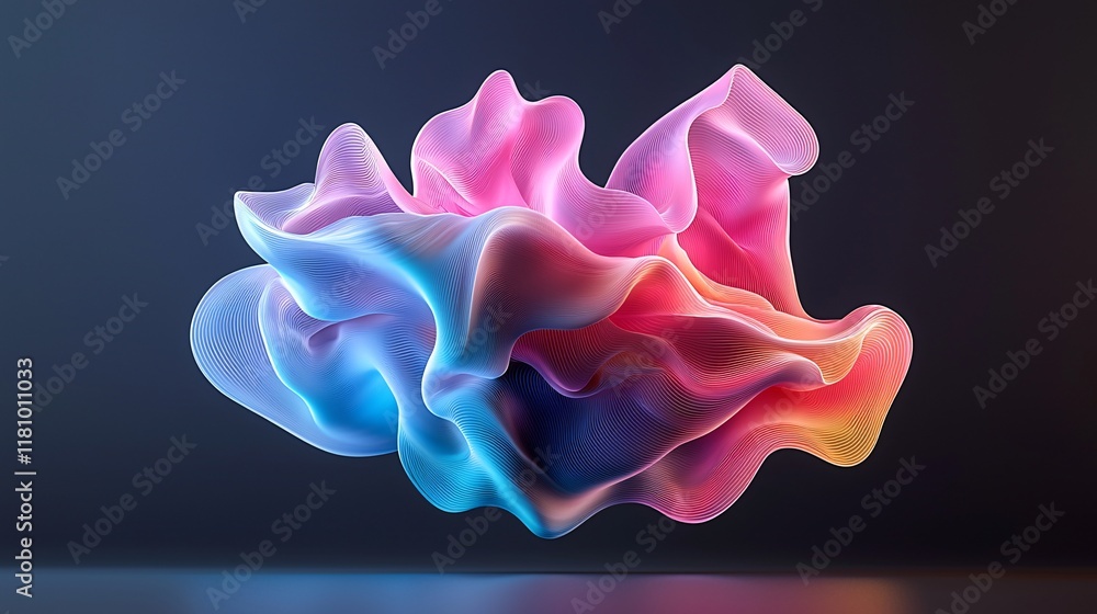 A 3D abstract shape that appears to float off the screen, with dynamic colors and depth, creating a captivating visual, A 3D abstract shape that appears to float off the screen, with dynamic colors and depth, creating a captivating visual,