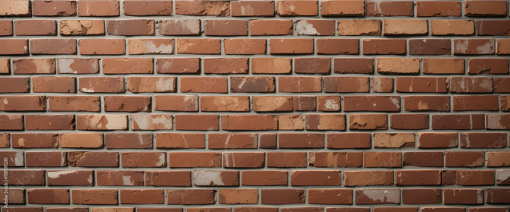 Fototapeta premium Old wall background with stained aged bricks